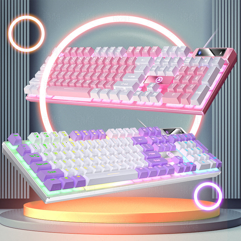 Wired Color Matching Luminous Machinery Touch Desktop Computer Keyboard