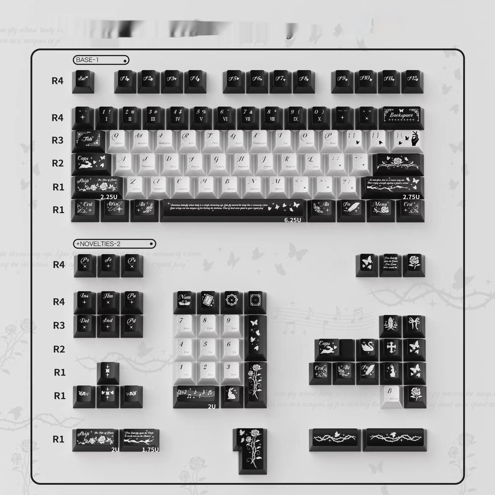 Night Butterfly Pearl-Look Metal Mechanical Keyboard Keycaps Customiza ...