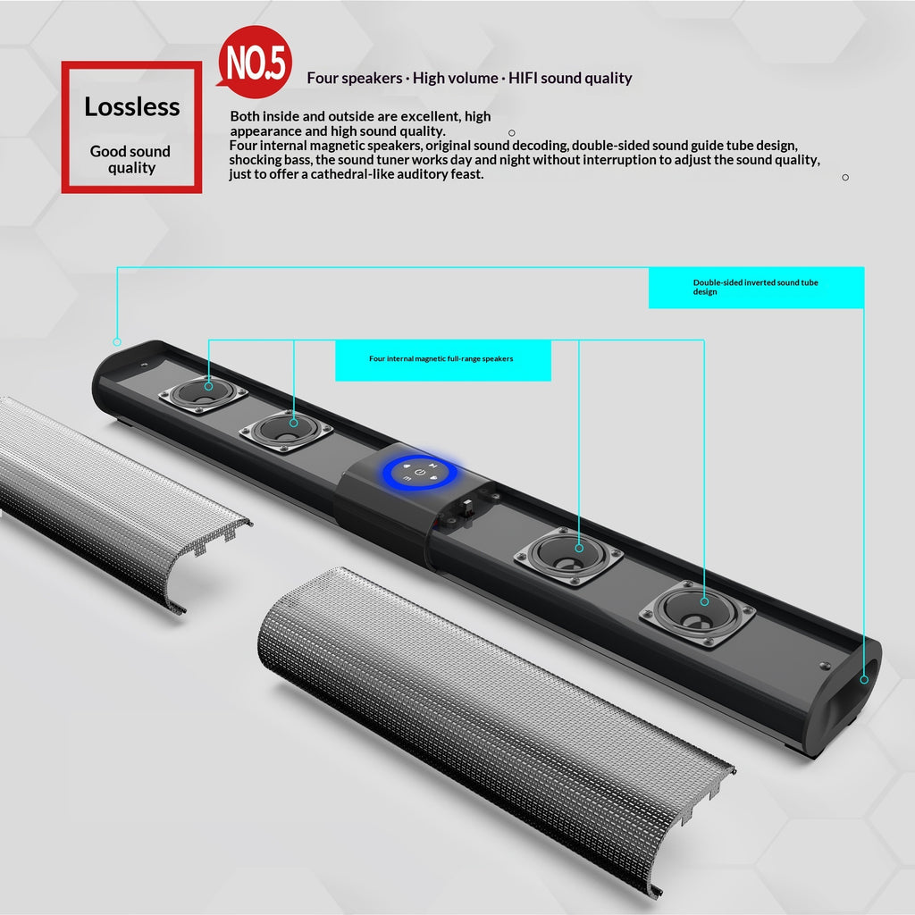 Bluetooth Speaker Wireless Card-Reading Long Strip Wall-Mounted Home Theater Audio System