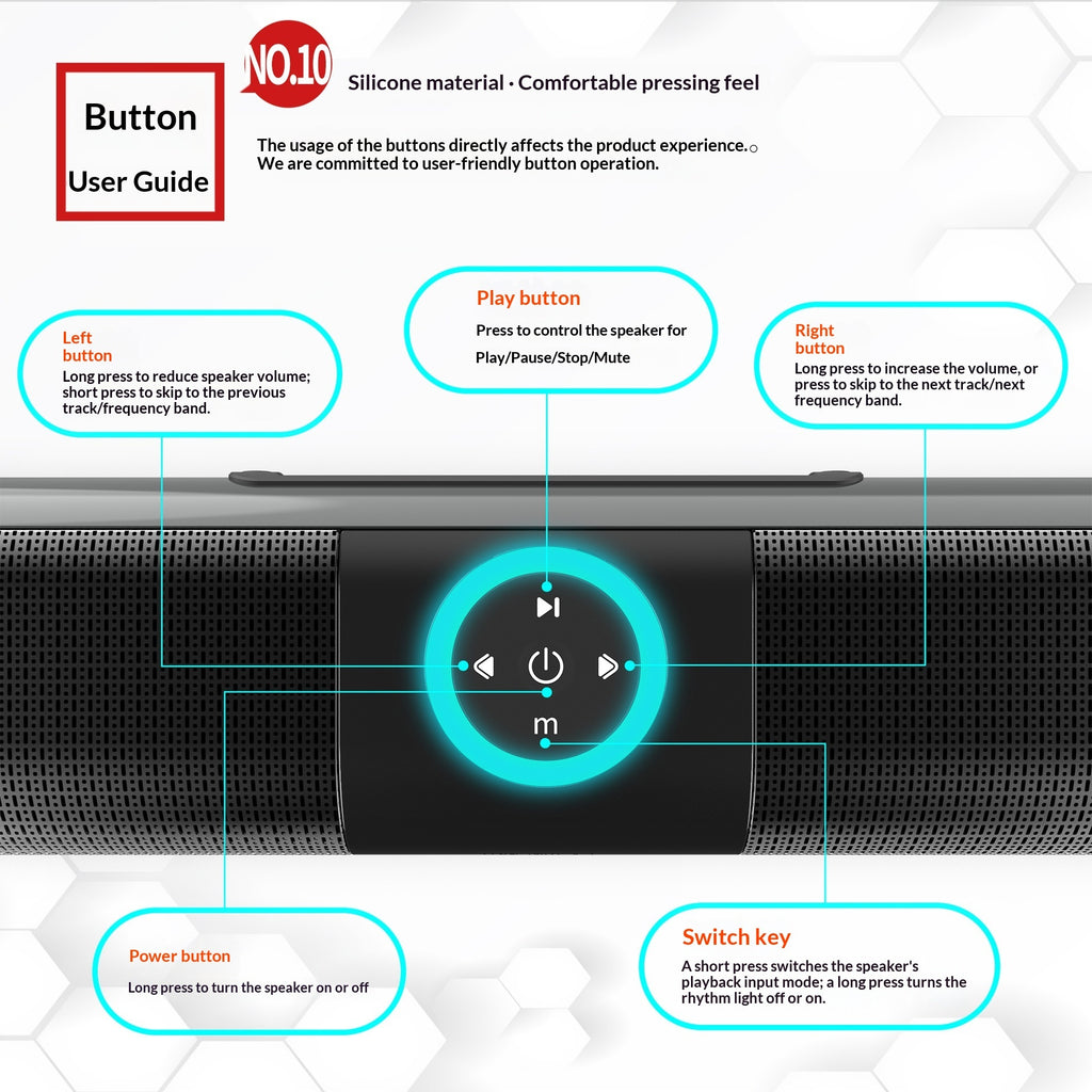 Bluetooth Speaker Wireless Card-Reading Long Strip Wall-Mounted Home Theater Audio System