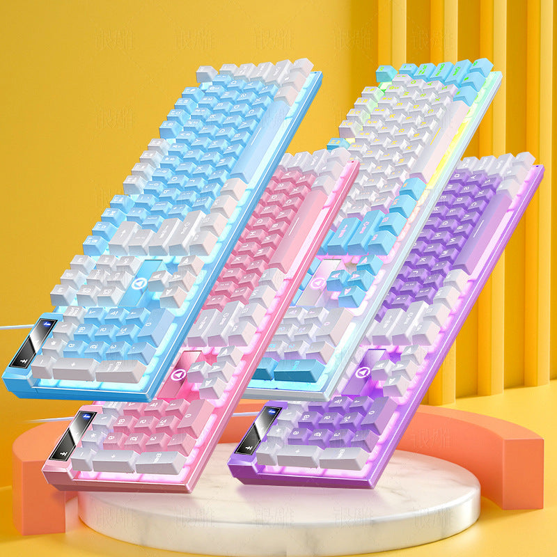 Wired Color Matching Luminous Machinery Touch Desktop Computer Keyboard