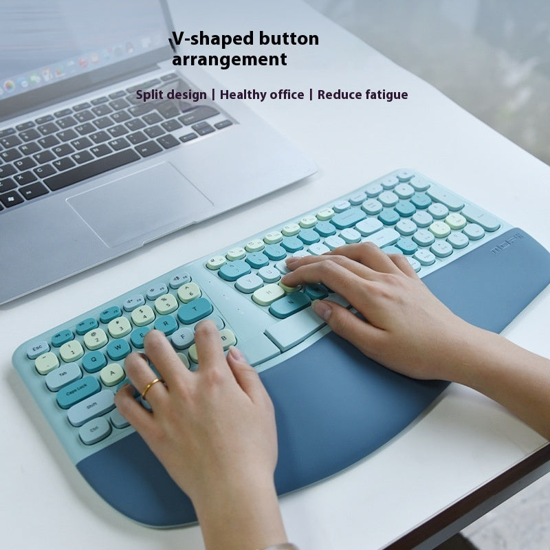 Ergonomic Veneer Wrist Splint Wireless Keyboard And Mouse Set