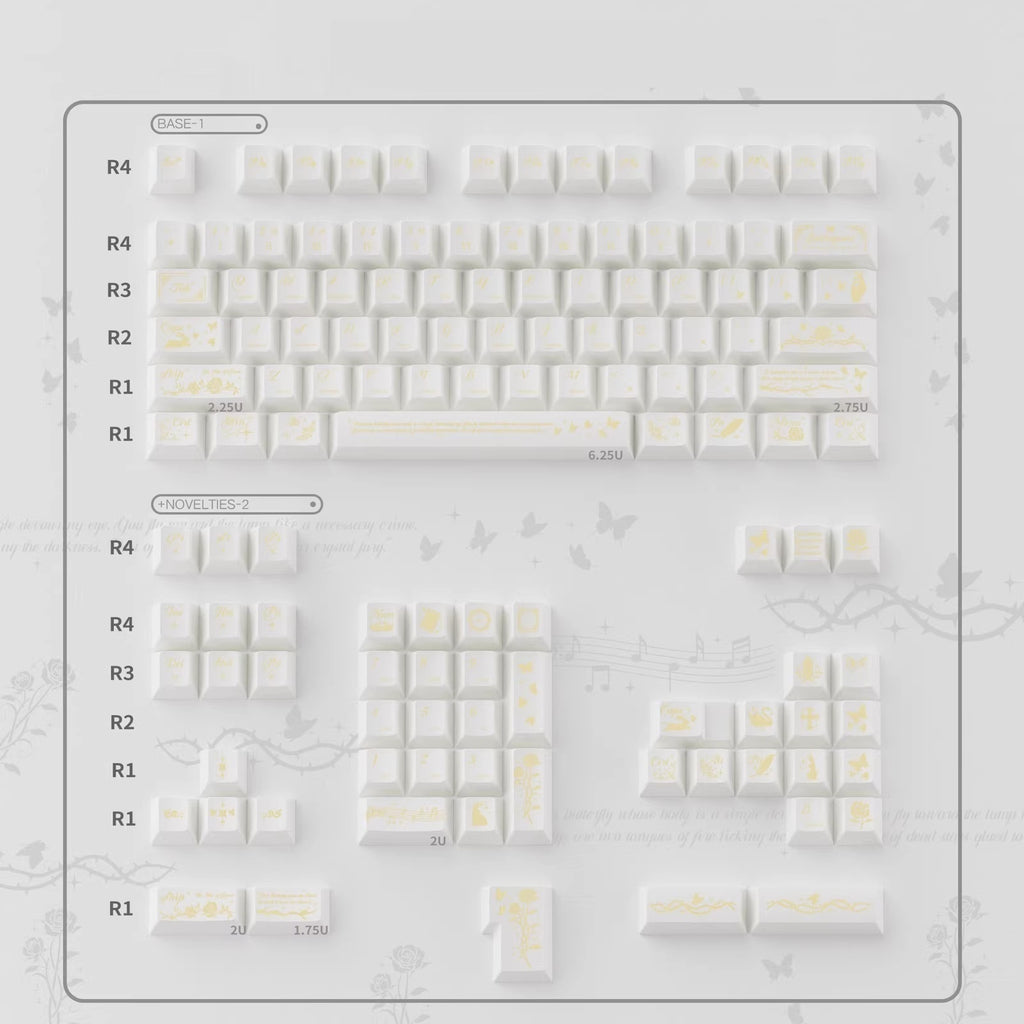 Night Butterfly Pearl-Look Metal Mechanical Keyboard Keycaps Customizable