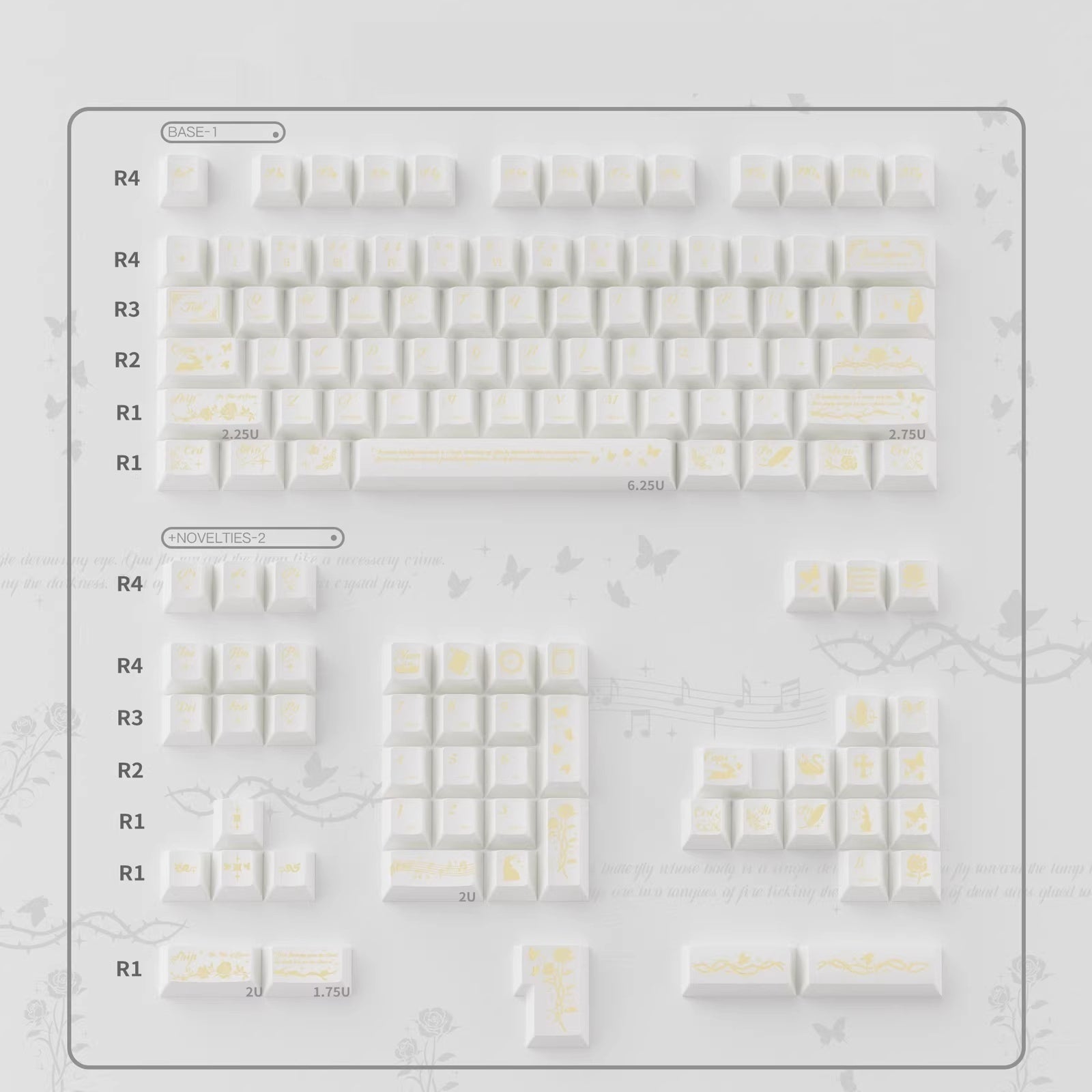 Night Butterfly Pearl-Look Metal Mechanical Keyboard Keycaps Customizable